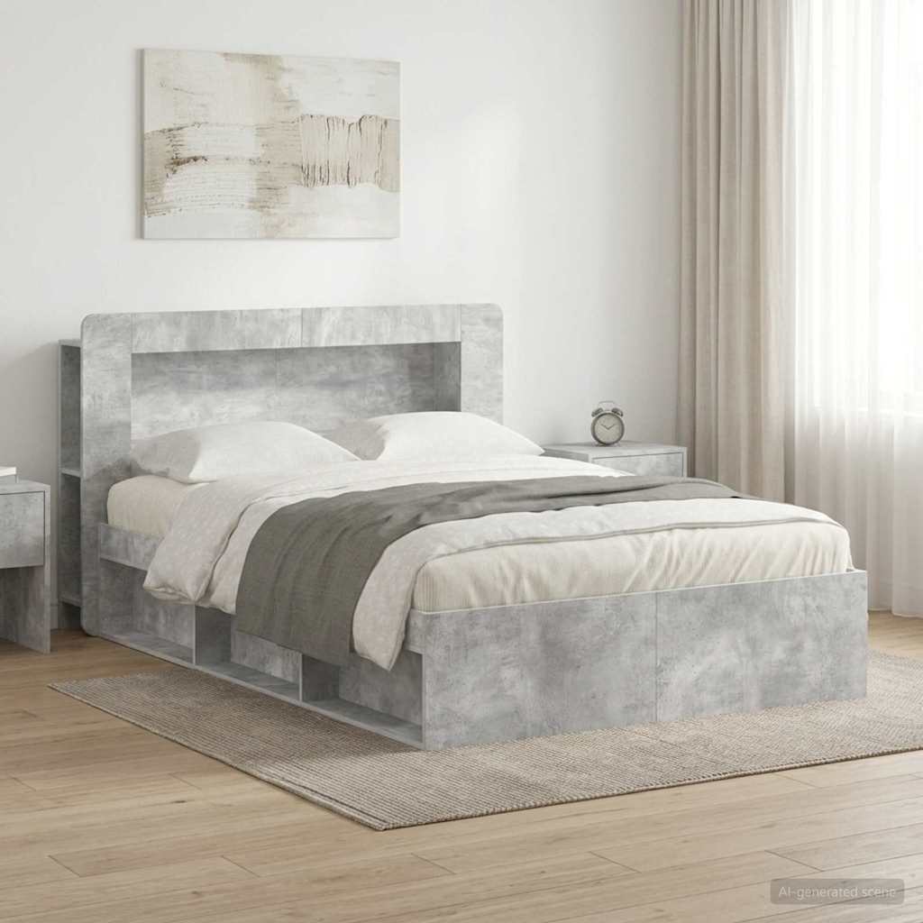 vidaXL Estructura de cama con almacenamiento Gris Hormigón