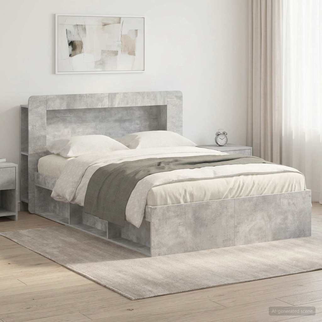 vidaXL Estructura de cama con almacenamiento Gris Hormigón