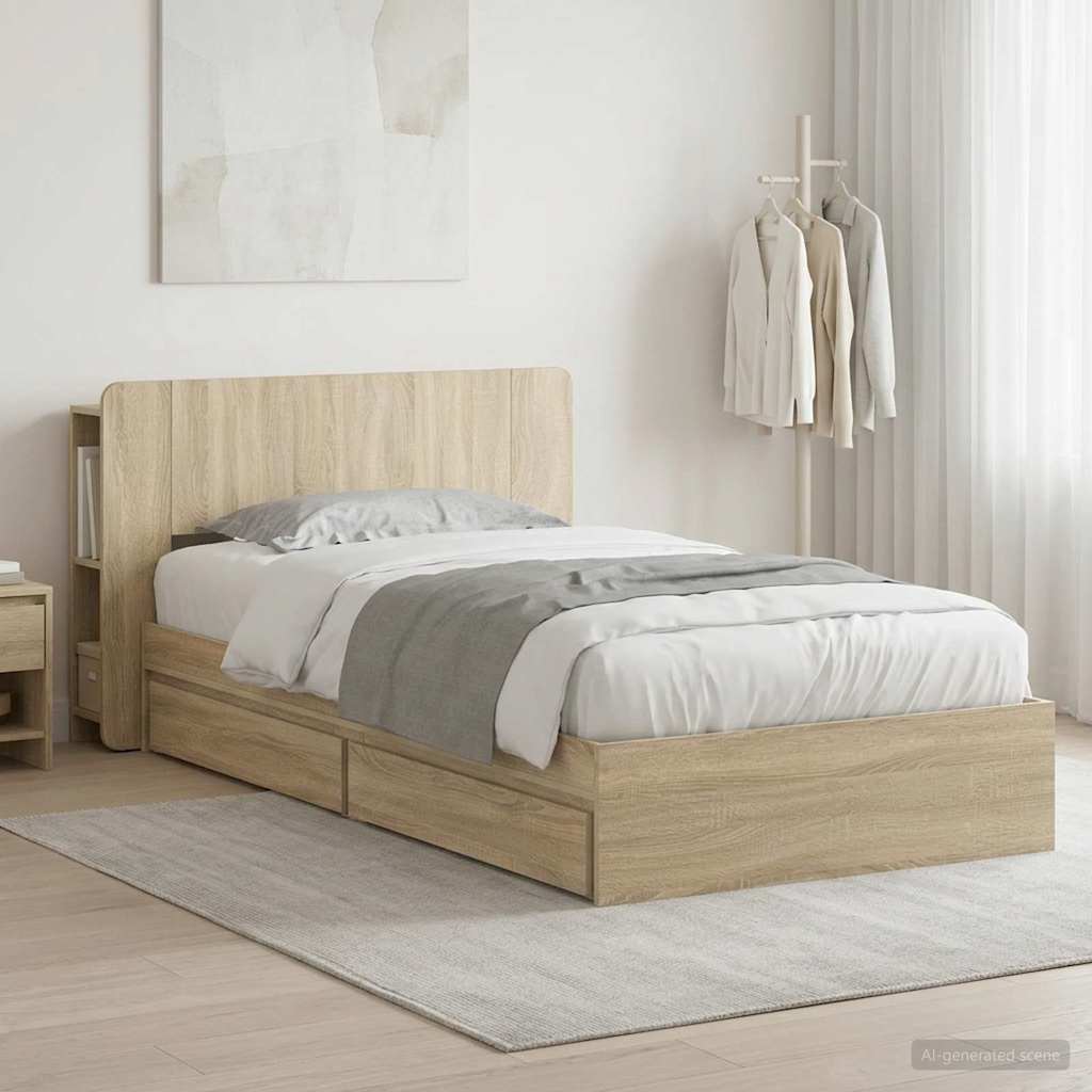 vidaXL Estructura de cama con almacenamiento Roble Sonoma 75 x 190 cm