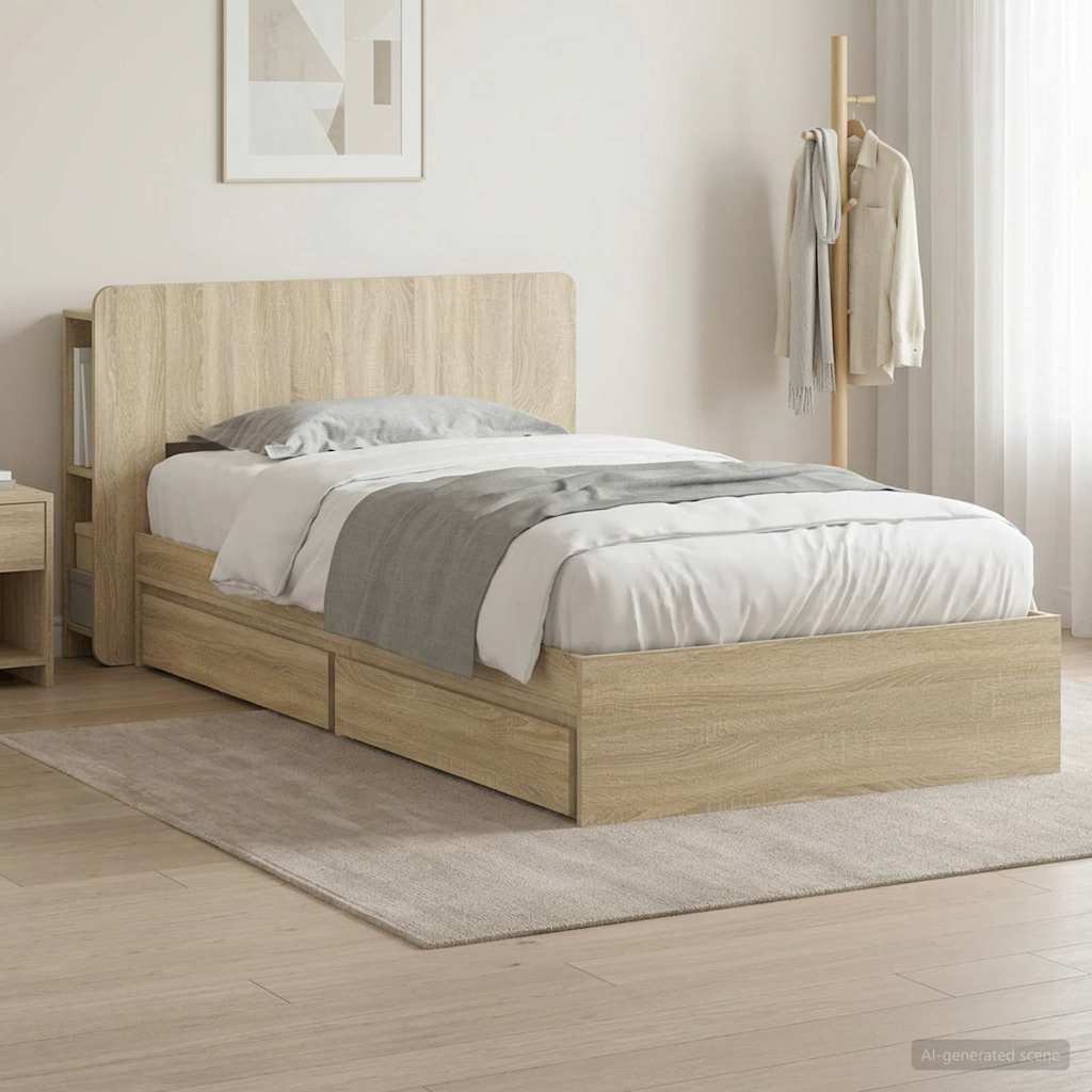 vidaXL Estructura de cama con almacenamiento Roble Sonoma 90 x 190 cm