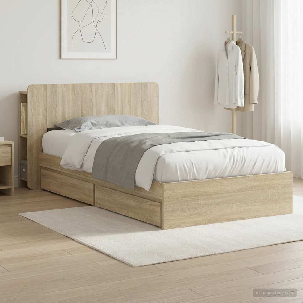 vidaXL Estructura de cama con almacenamiento Roble Sonoma 100 x 200 cm
