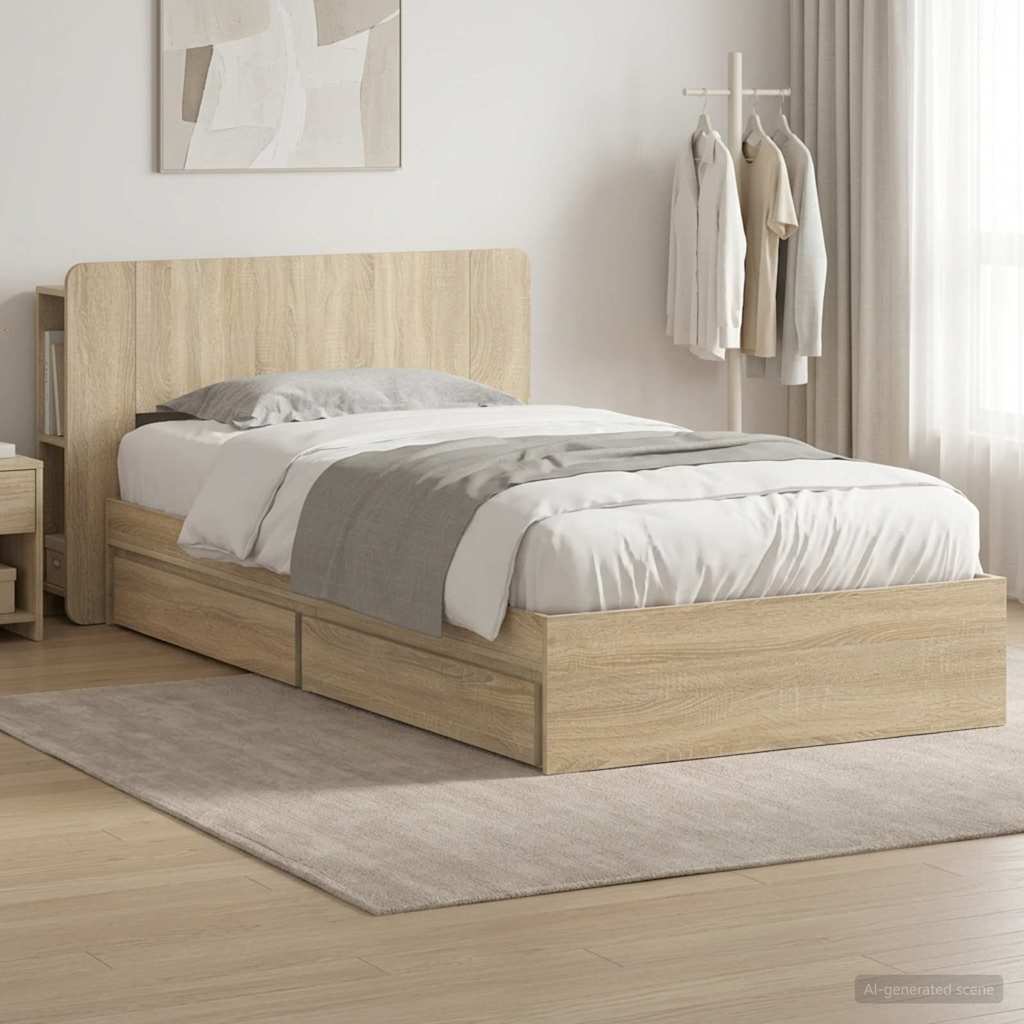 vidaXL Estructura de cama con almacenamiento Roble Sonoma 90 x 200 cm