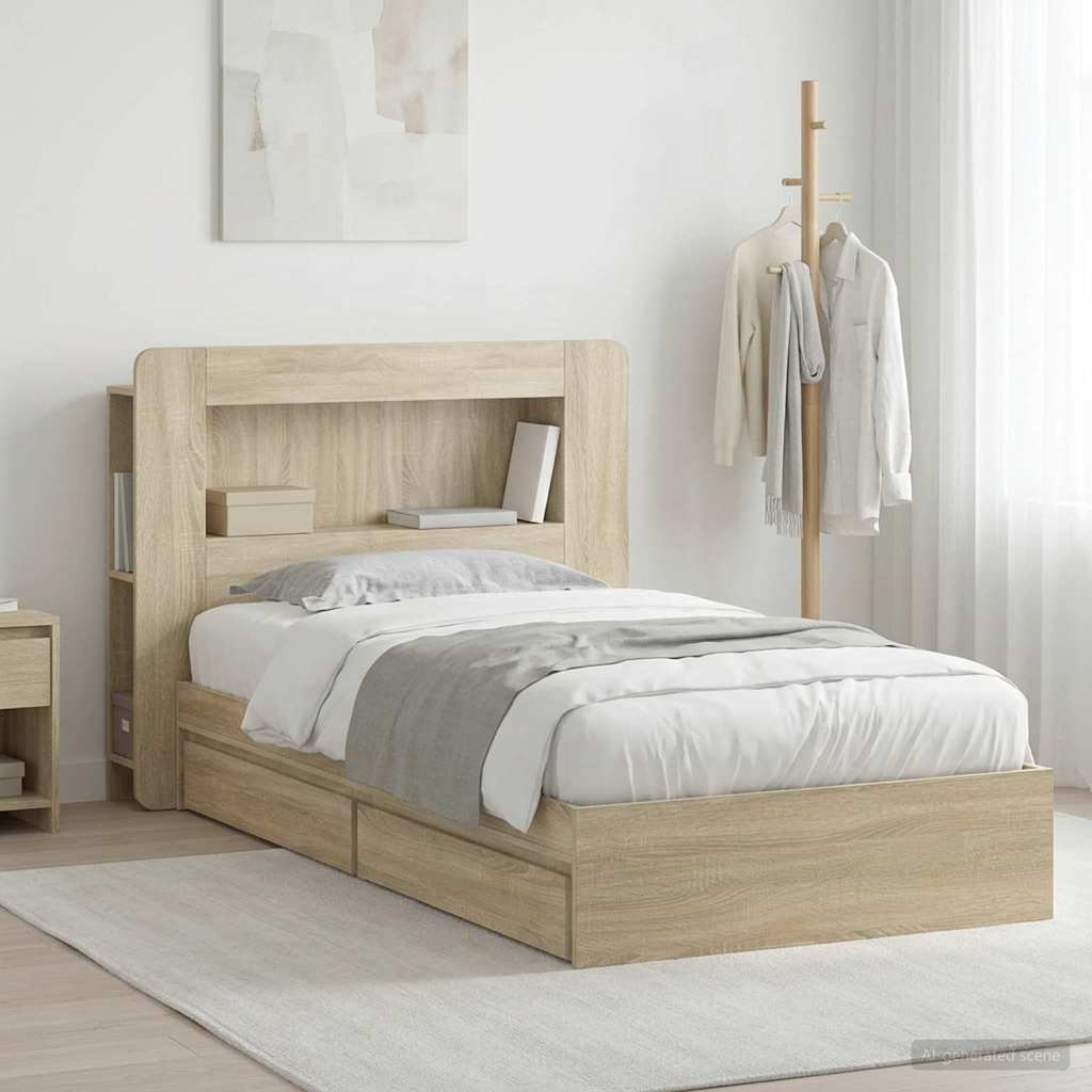 vidaXL Estructura de cama con almacenamiento Roble Sonoma 75 x 190 cm