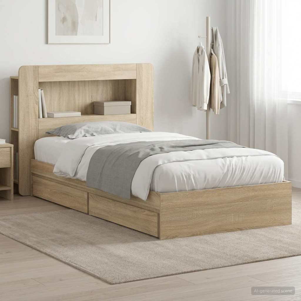 vidaXL Estructura de cama con almacenamiento Roble Sonoma 100 x 200 cm