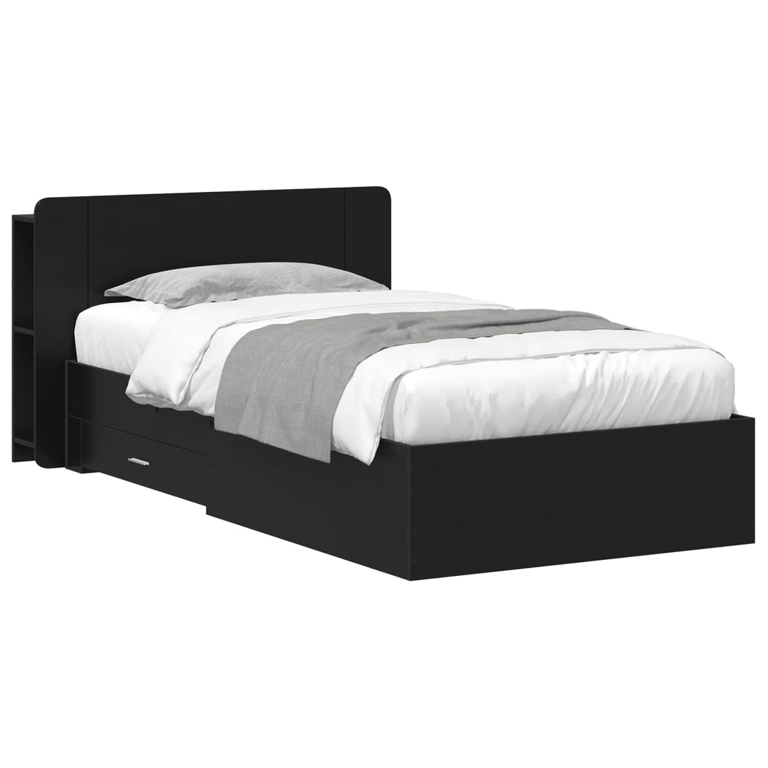 vidaXL Estructura de cama con almacenamiento Negro 75 x 190 cm