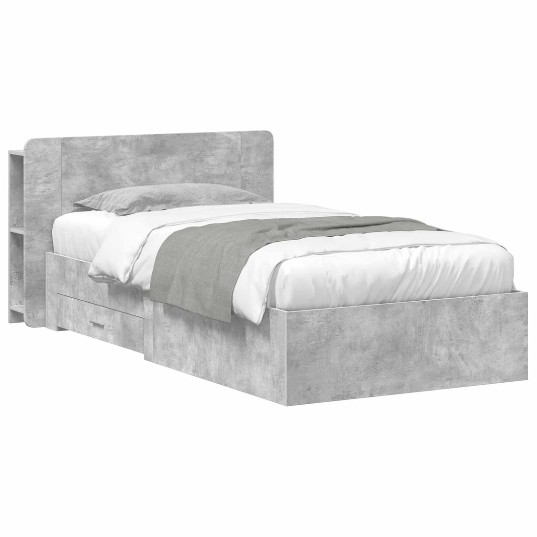 vidaXL Estructura de cama con almacenamiento Gris Hormigón 75 x 190 cm