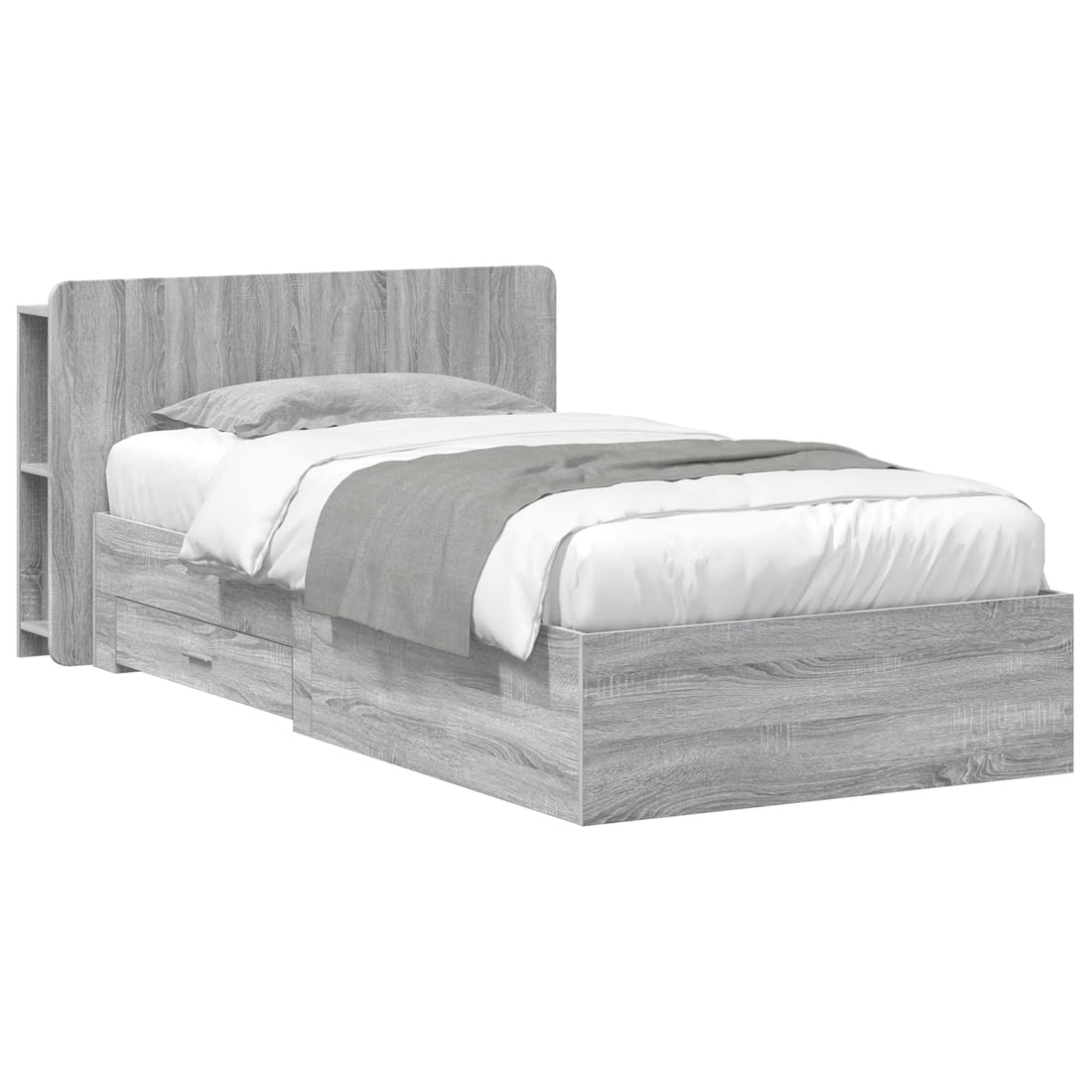 vidaXL Estructura de cama con almacenamiento Sonoma gris 75 x 190 cm