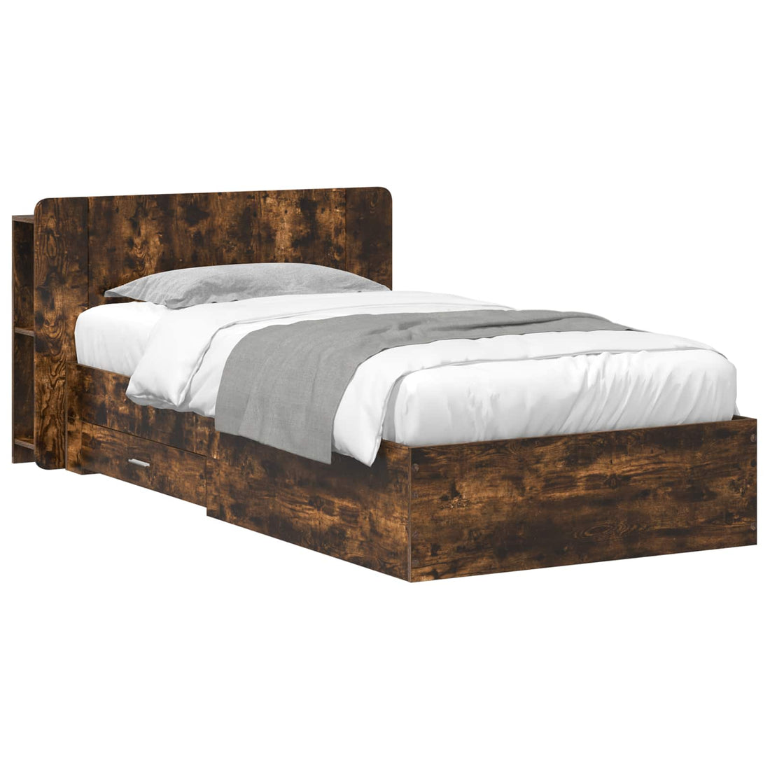 vidaXL Estructura de cama con almacenamiento Roble Ahumado 75 x 190 cm