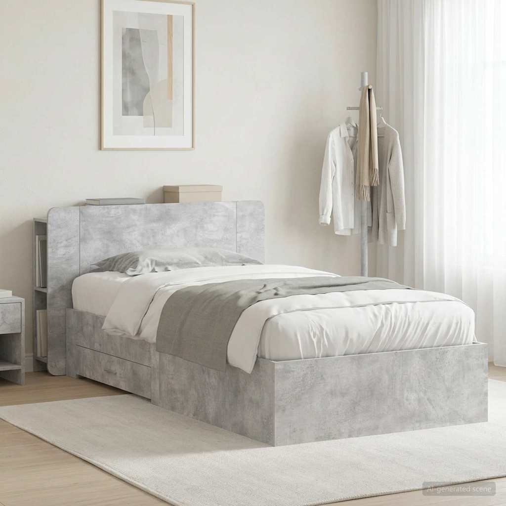 vidaXL Estructura de cama con almacenamiento Gris Hormigón 80 x 200 cm