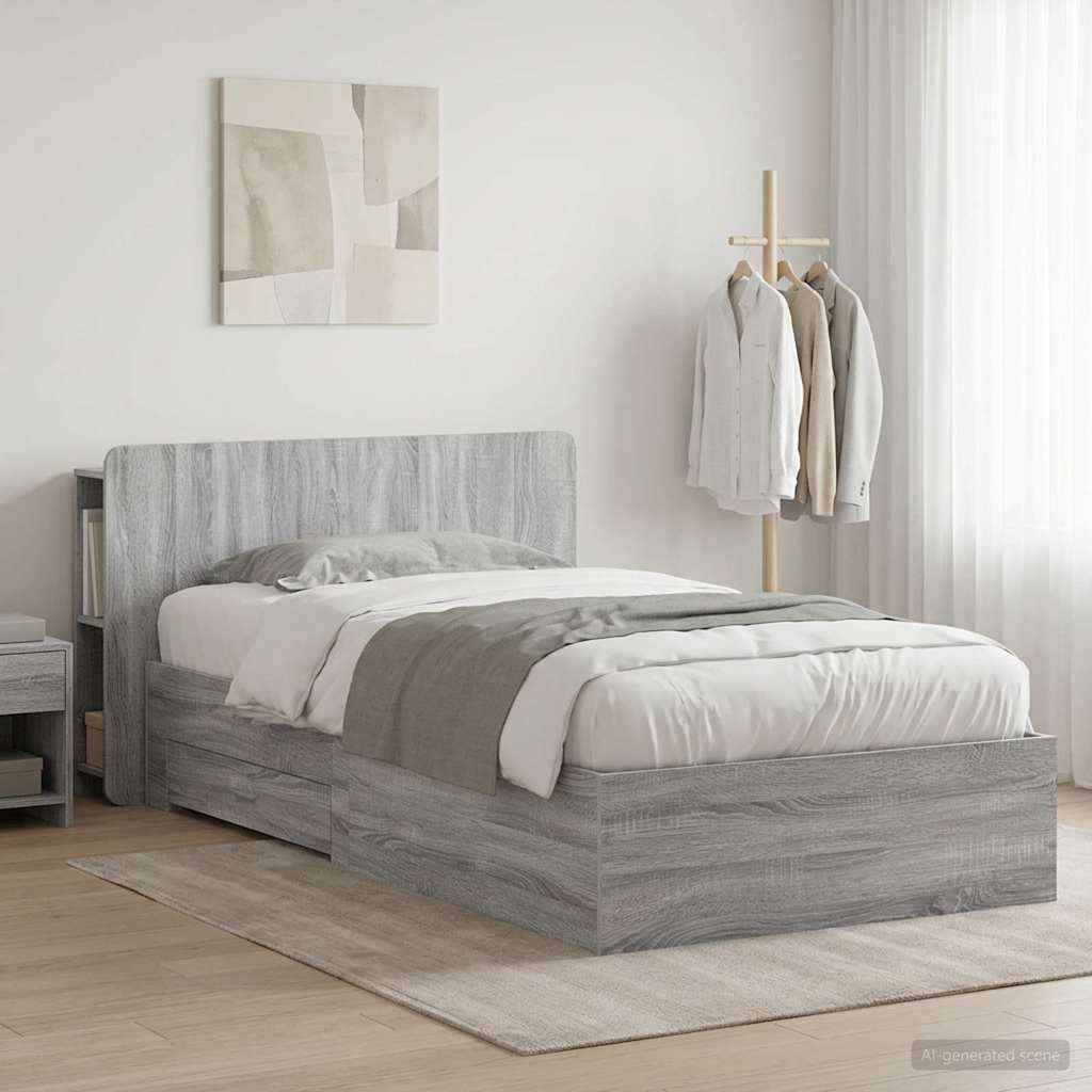 vidaXL Estructura de cama con almacenamiento Sonoma gris 80 x 200 cm