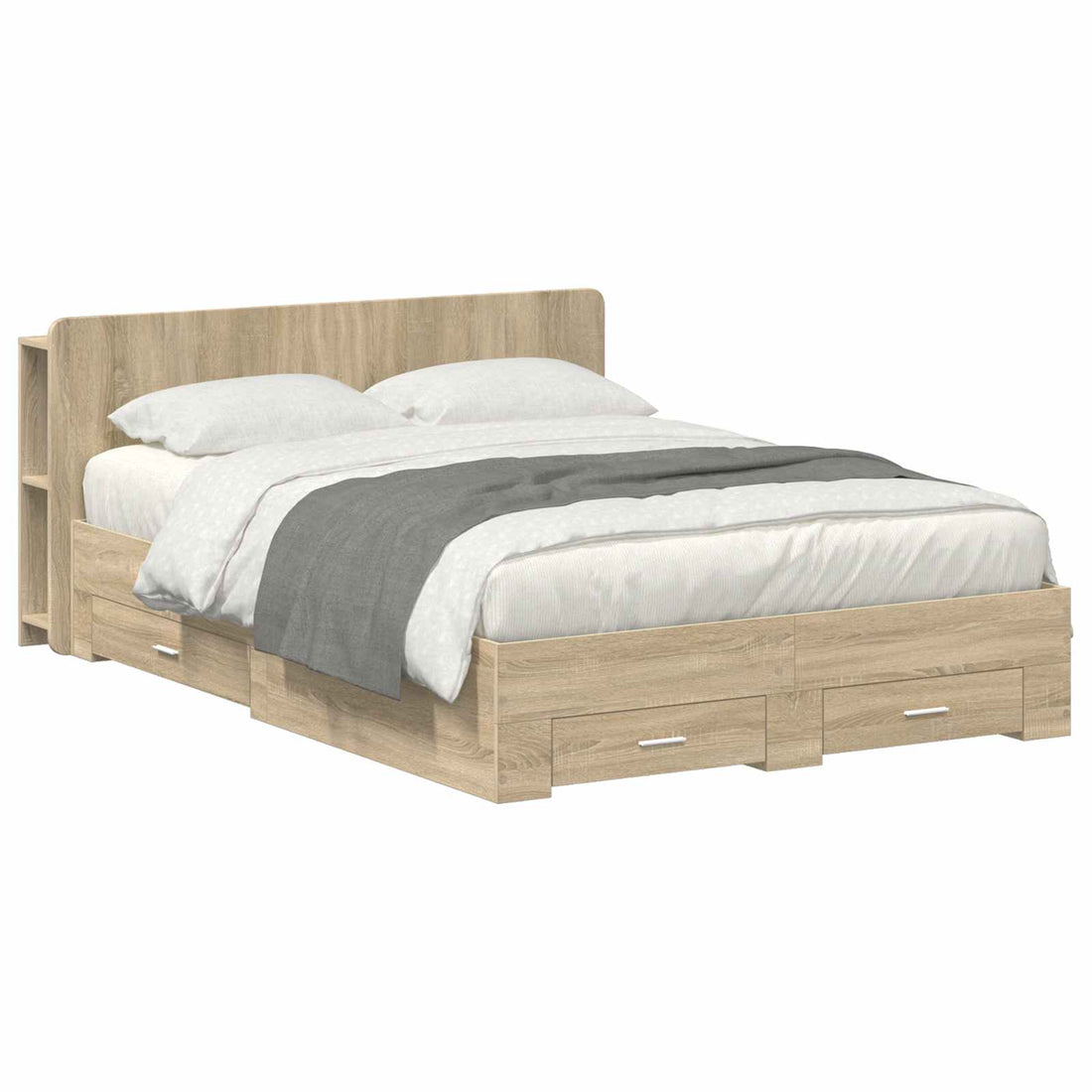 vidaXL Estructura de cama con almacenamiento Roble Sonoma 150 x 200 cm