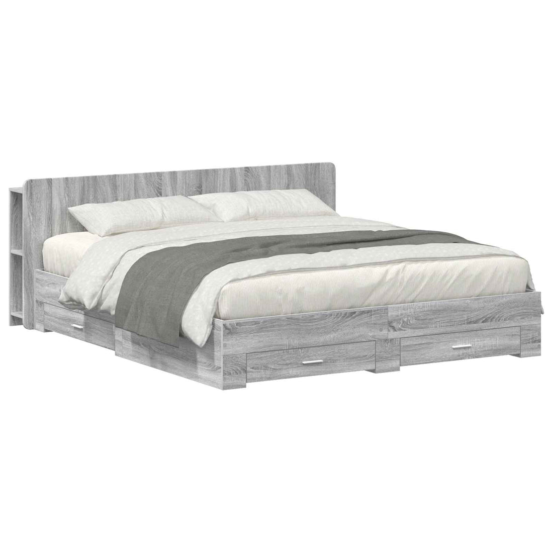 vidaXL Estructura de cama con almacenamiento Sonoma gris 200 x 200 cm