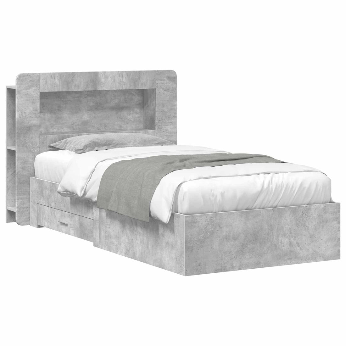 vidaXL Estructura de cama con almacenamiento Gris Hormigón 75 x 190 cm
