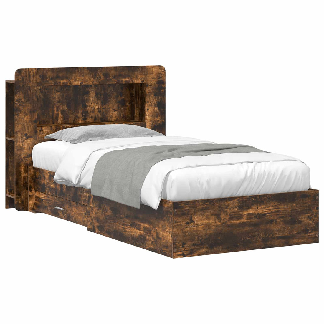 vidaXL Estructura de cama con almacenamiento Roble Ahumado 75 x 190 cm