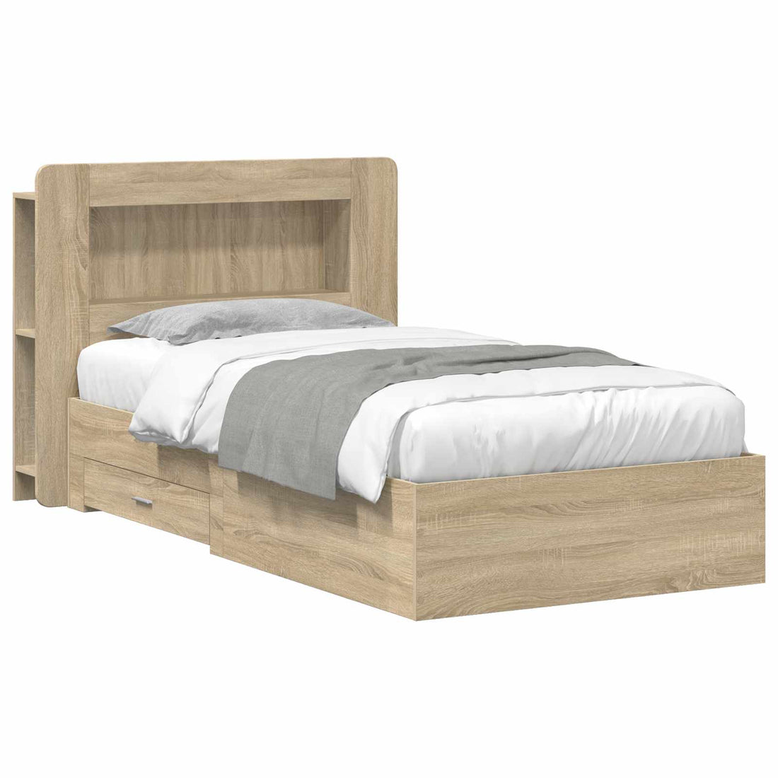 vidaXL Estructura de cama con almacenamiento Roble Sonoma 75 x 190 cm