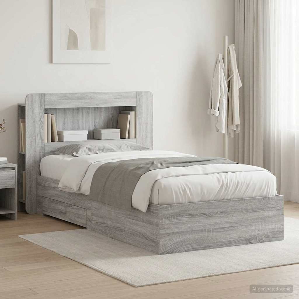 vidaXL Estructura de cama con almacenamiento Sonoma gris 80 x 200 cm