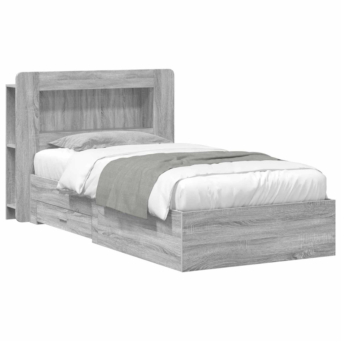 vidaXL Estructura de cama con almacenamiento Sonoma gris 100 x 200 cm