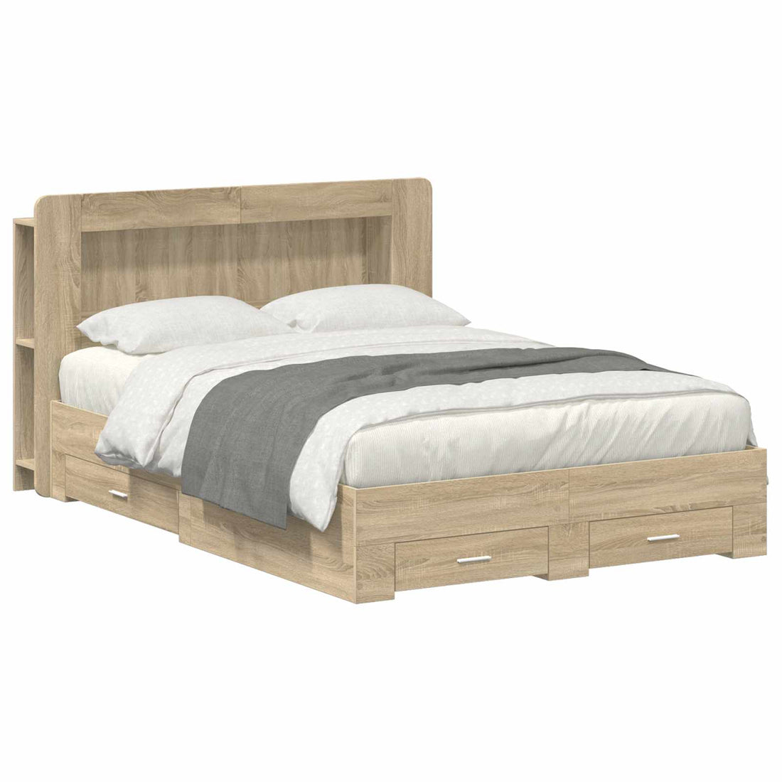 vidaXL Estructura de cama con almacenamiento Roble Sonoma 150 x 200 cm