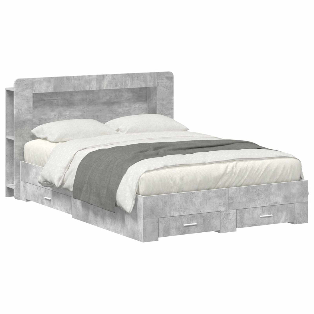 vidaXL Estructura de cama con almacenamiento Gris Hormigón