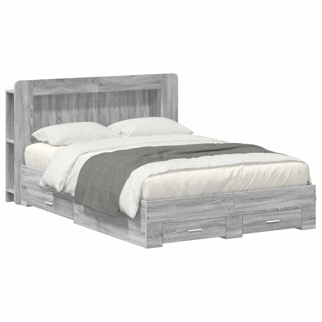 vidaXL Estructura de cama con almacenamiento Sonoma gris 160 x 200 cm
