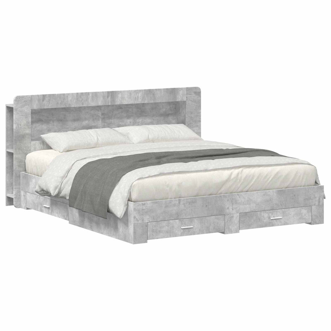 vidaXL Estructura de cama con almacenamiento Gris Hormigón