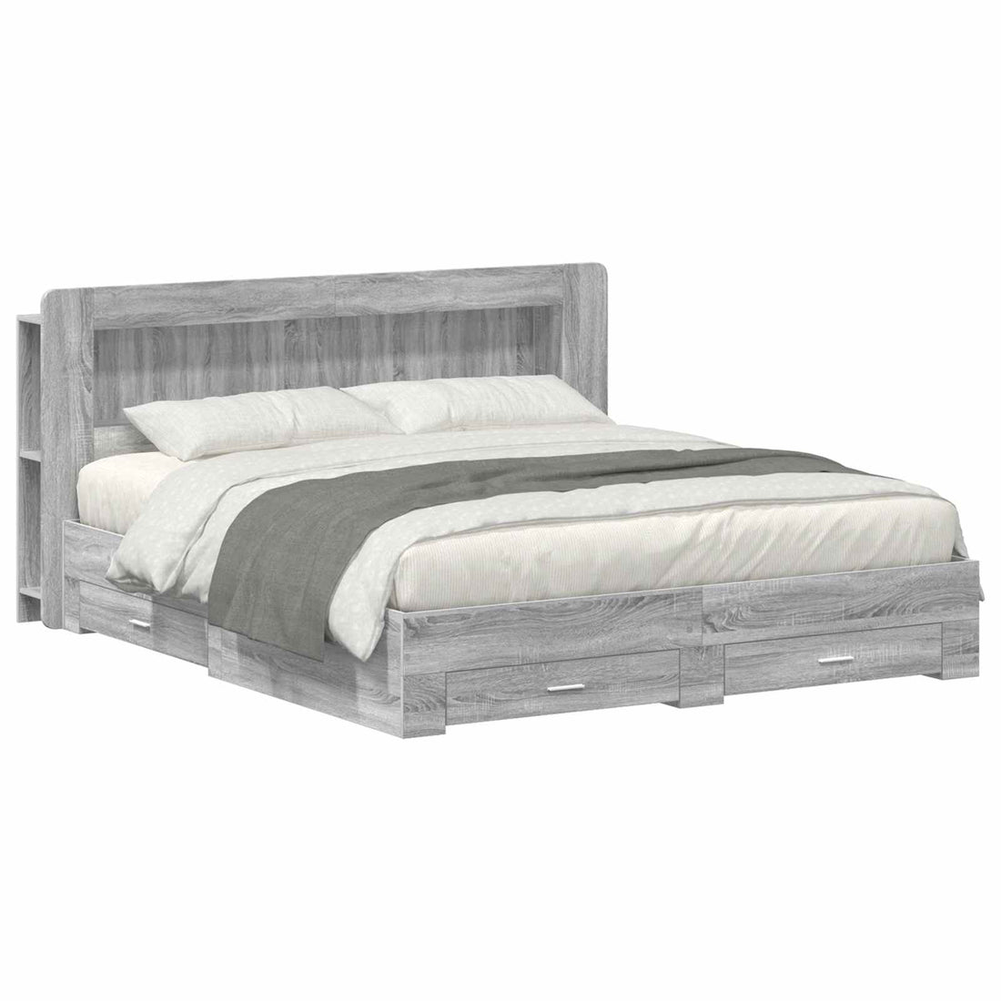 vidaXL Estructura de cama con almacenamiento Sonoma gris 200 x 200 cm