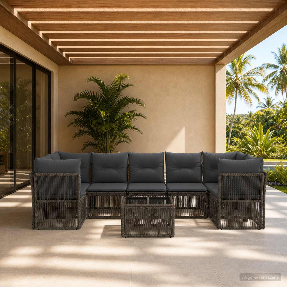 vidaXL Conjunto de sofás de jardín 8 uds. Gris ratán sintético