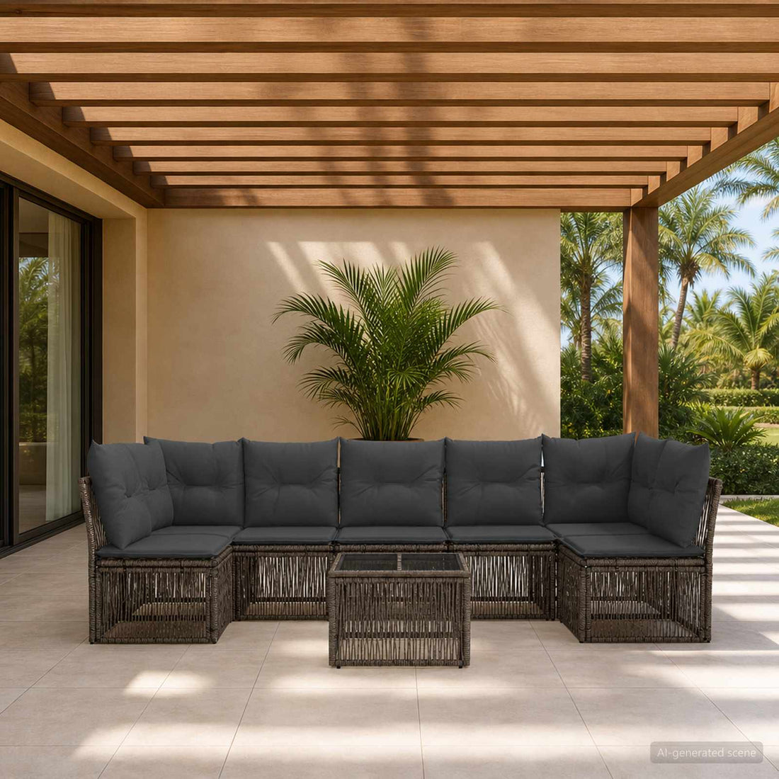 vidaXL Conjunto de sofás de jardín 8 uds. Gris ratán sintético