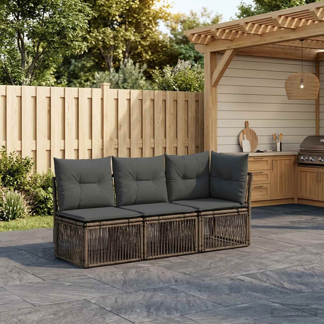 vidaXL Conjunto de sofás de jardín 3 uds. 3-Número de plazas Gris