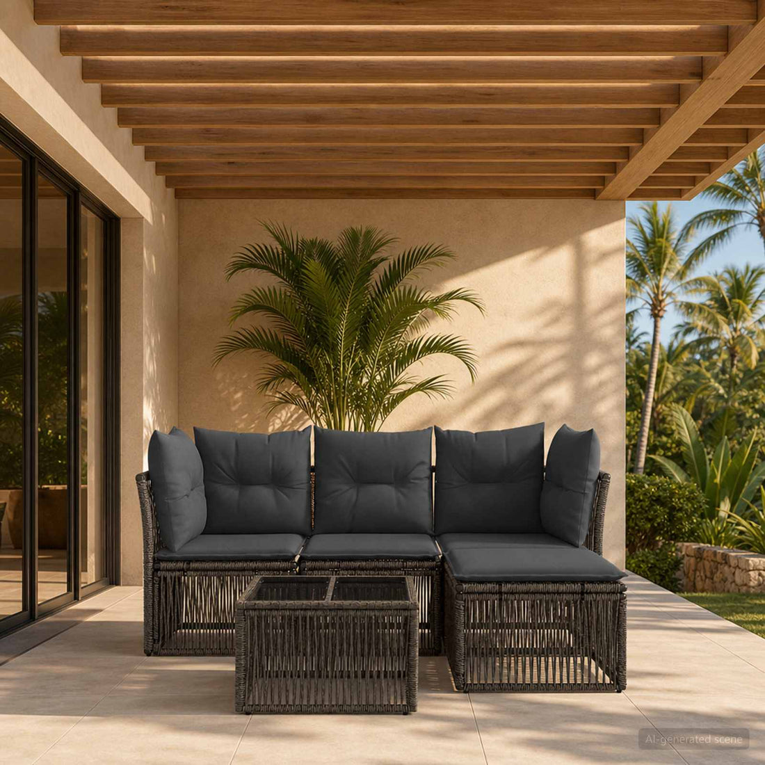 vidaXL Conjunto de sofás de jardín 5 uds. Gris ratán sintético