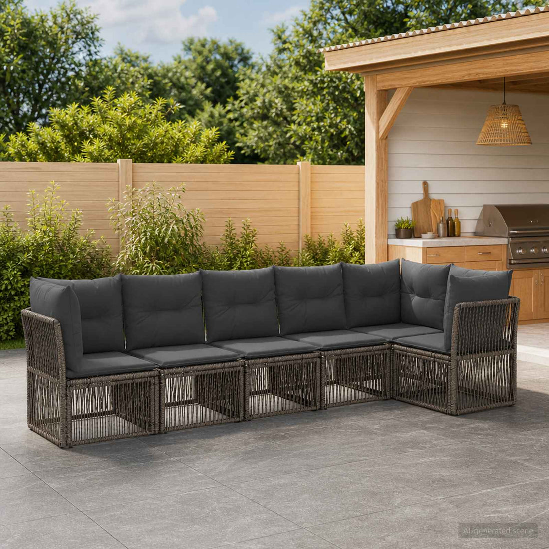 vidaXL Conjunto de sofás de jardín 6 uds. Gris ratán sintético