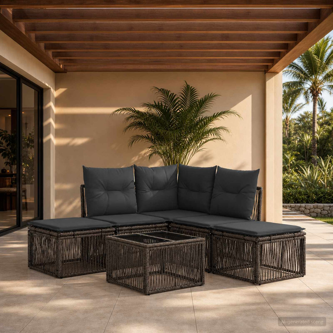 vidaXL Conjunto de sofás de jardín 6 uds. Gris ratán sintético