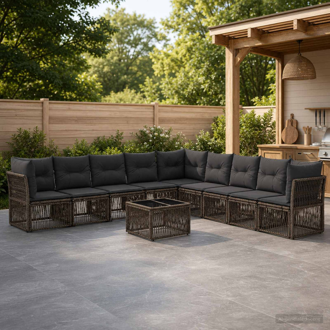 vidaXL Conjunto de sofás de jardín 10 uds. Gris ratán sintético