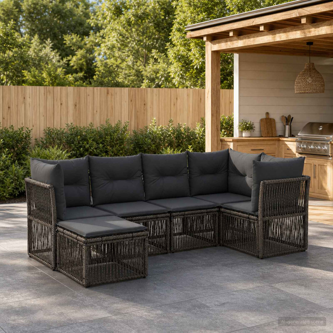 vidaXL Conjunto de sofás de jardín 6 uds. Gris ratán sintético