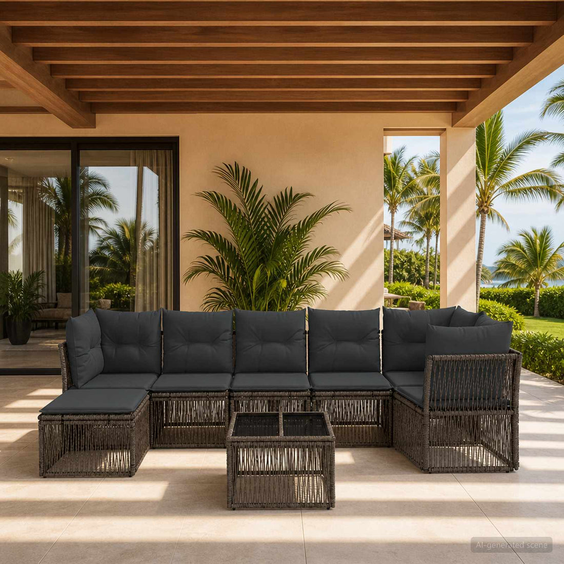 vidaXL Conjunto de sofás de jardín 8 uds. Gris ratán sintético
