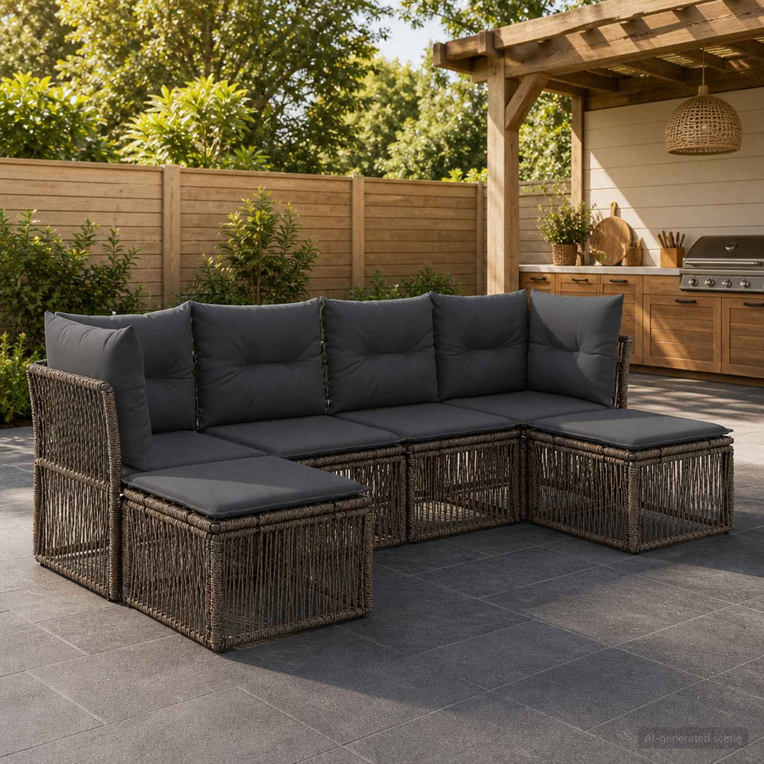 vidaXL Conjunto de sofás de jardín 6 uds. Gris ratán sintético