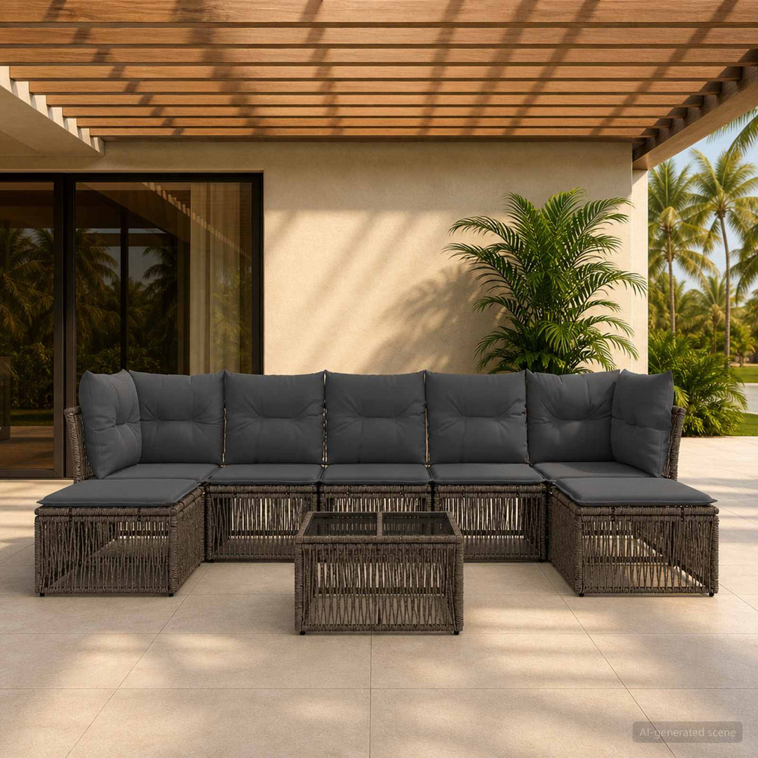 vidaXL Conjunto de sofás de jardín 8 uds. Gris ratán sintético