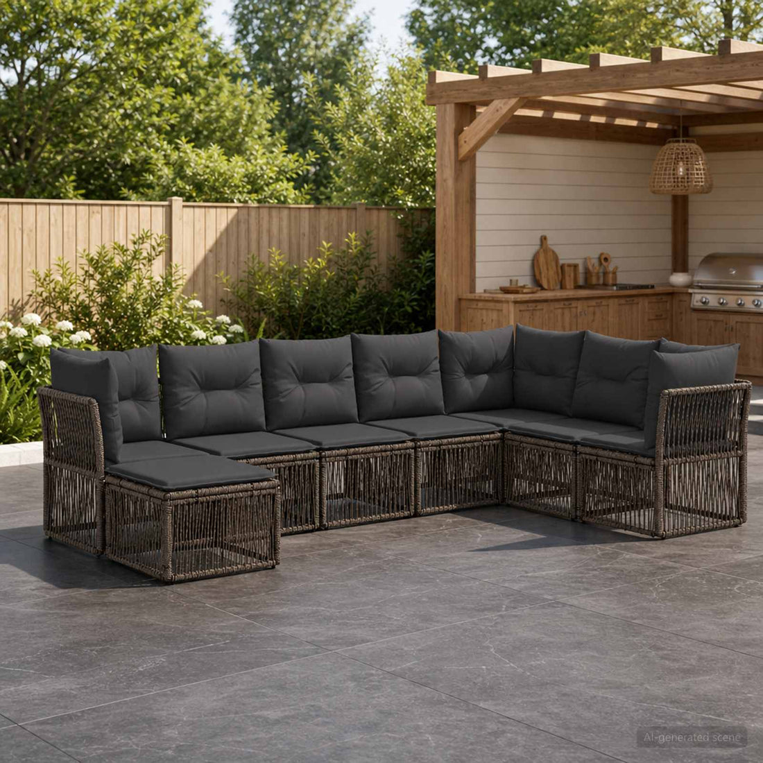 vidaXL Conjunto de sofás de jardín 8 uds. Gris ratán sintético