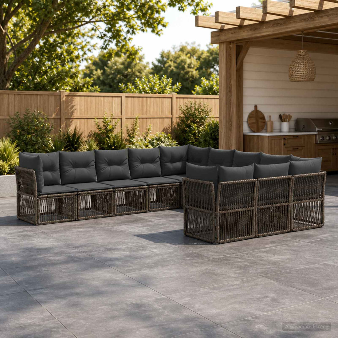 vidaXL Conjunto de sofás de jardín 11 uds. Gris ratán sintético