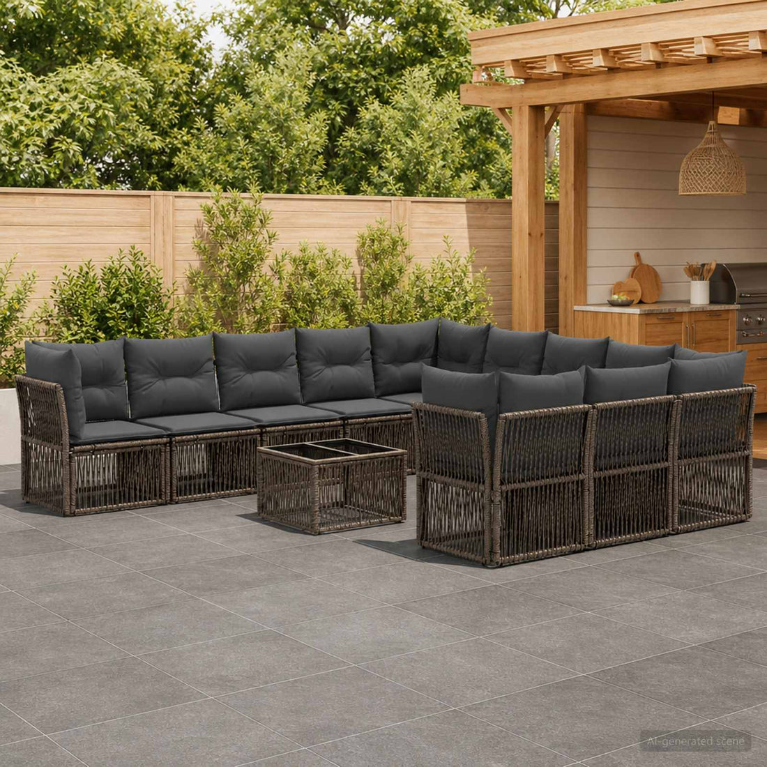 vidaXL Conjunto de sofás de jardín 12 uds. Gris ratán sintético