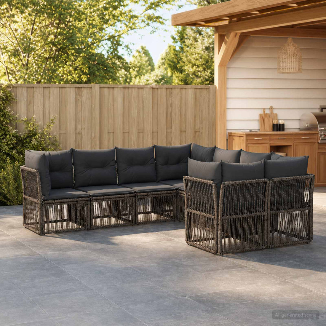 vidaXL Conjunto de sofás de jardín 8 uds. 8-Número de plazas Gris