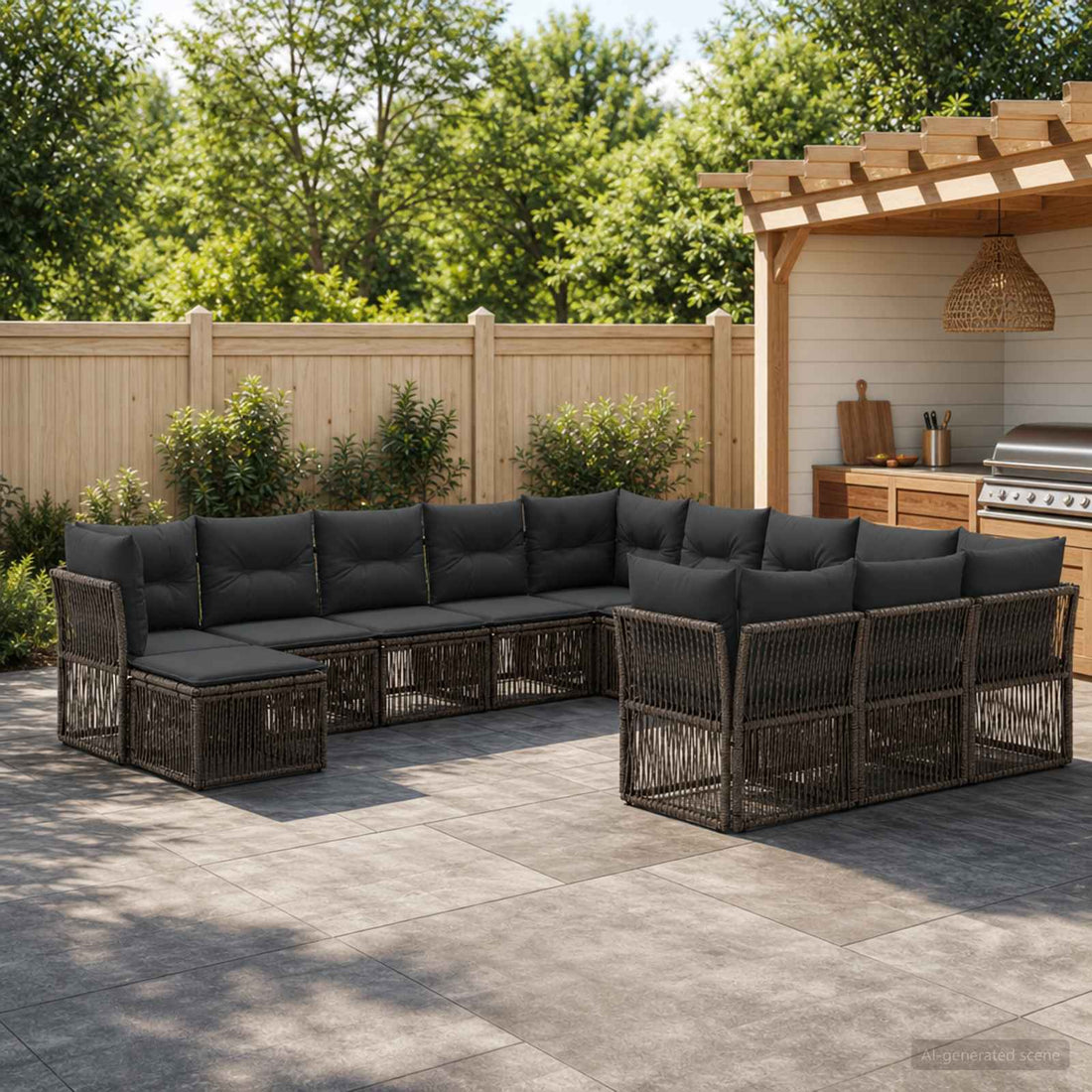vidaXL Conjunto de sofás de jardín 12 uds. Gris ratán sintético