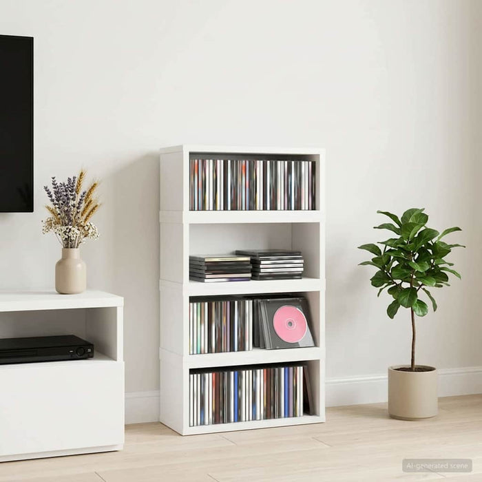 vidaXL Soporte para CDs 4 uds. Blanco 40 x 17 x 17 cm