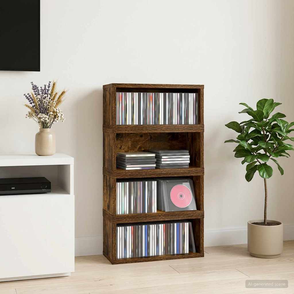 vidaXL Soporte para CDs 4 uds. Roble Ahumado 40 x 17 x 17 cm