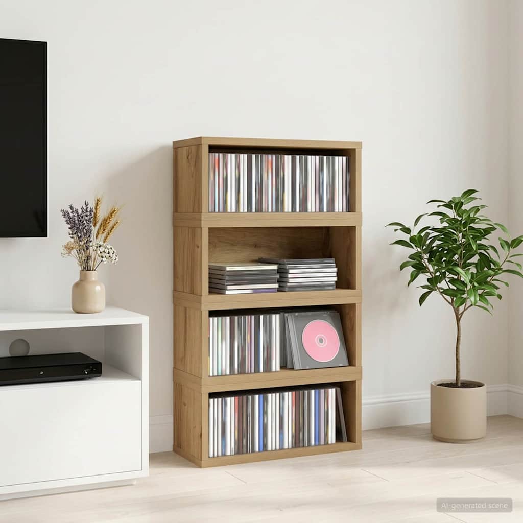 vidaXL Soporte para CDs 4 uds. Roble artisan 40 x 17 x 17 cm