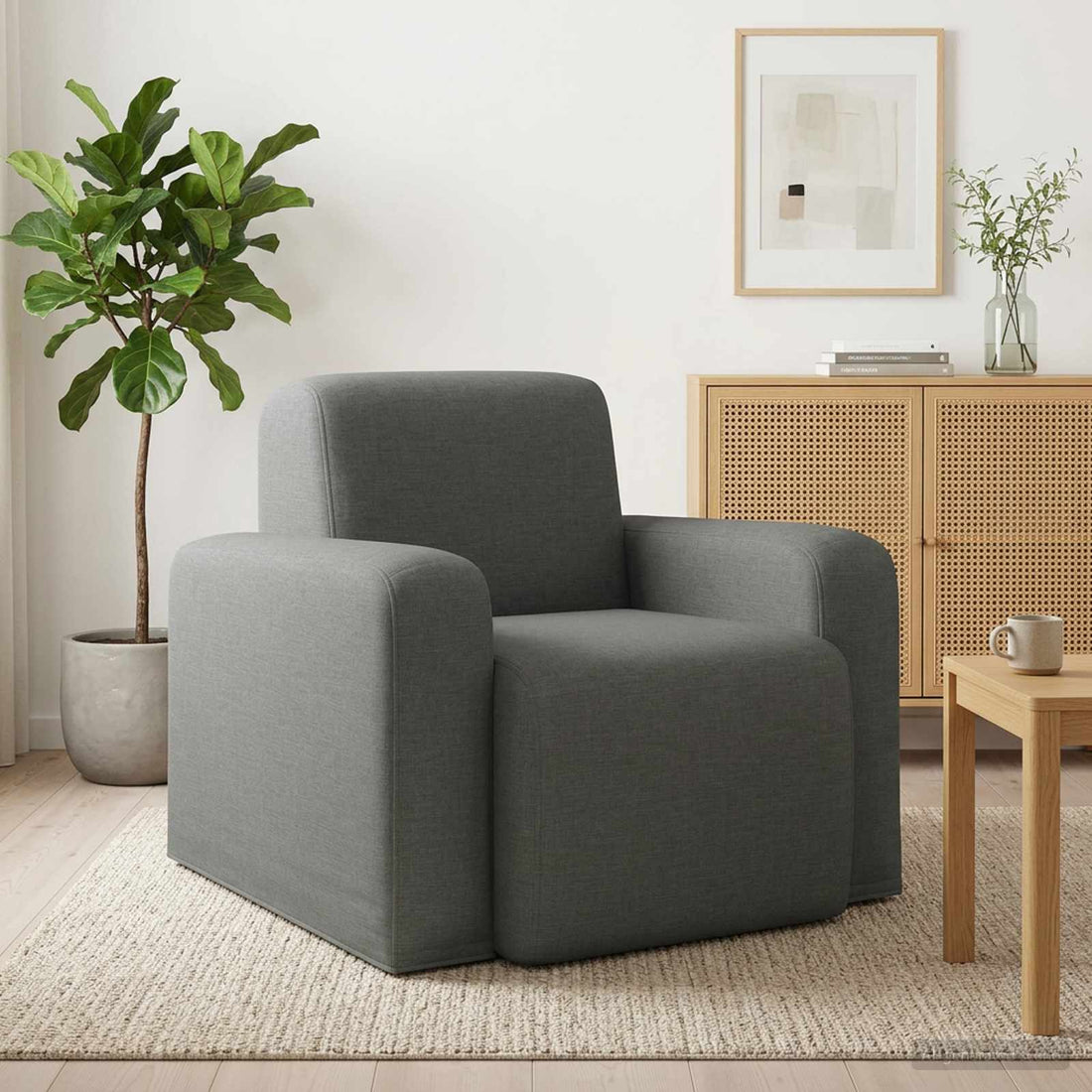 vidaXL Sillón Gris oscuro Tela