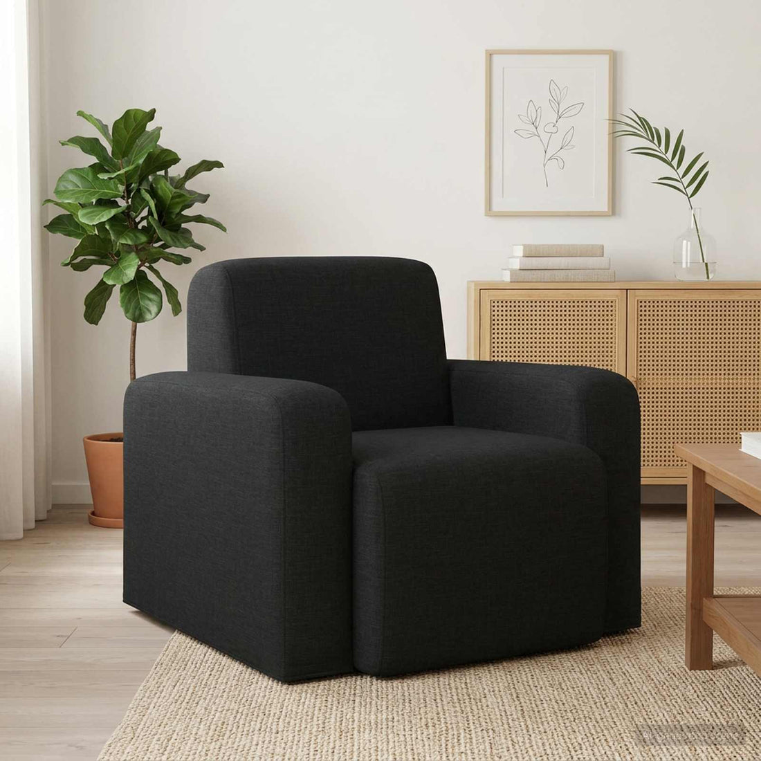 vidaXL Sillón Negro Tela