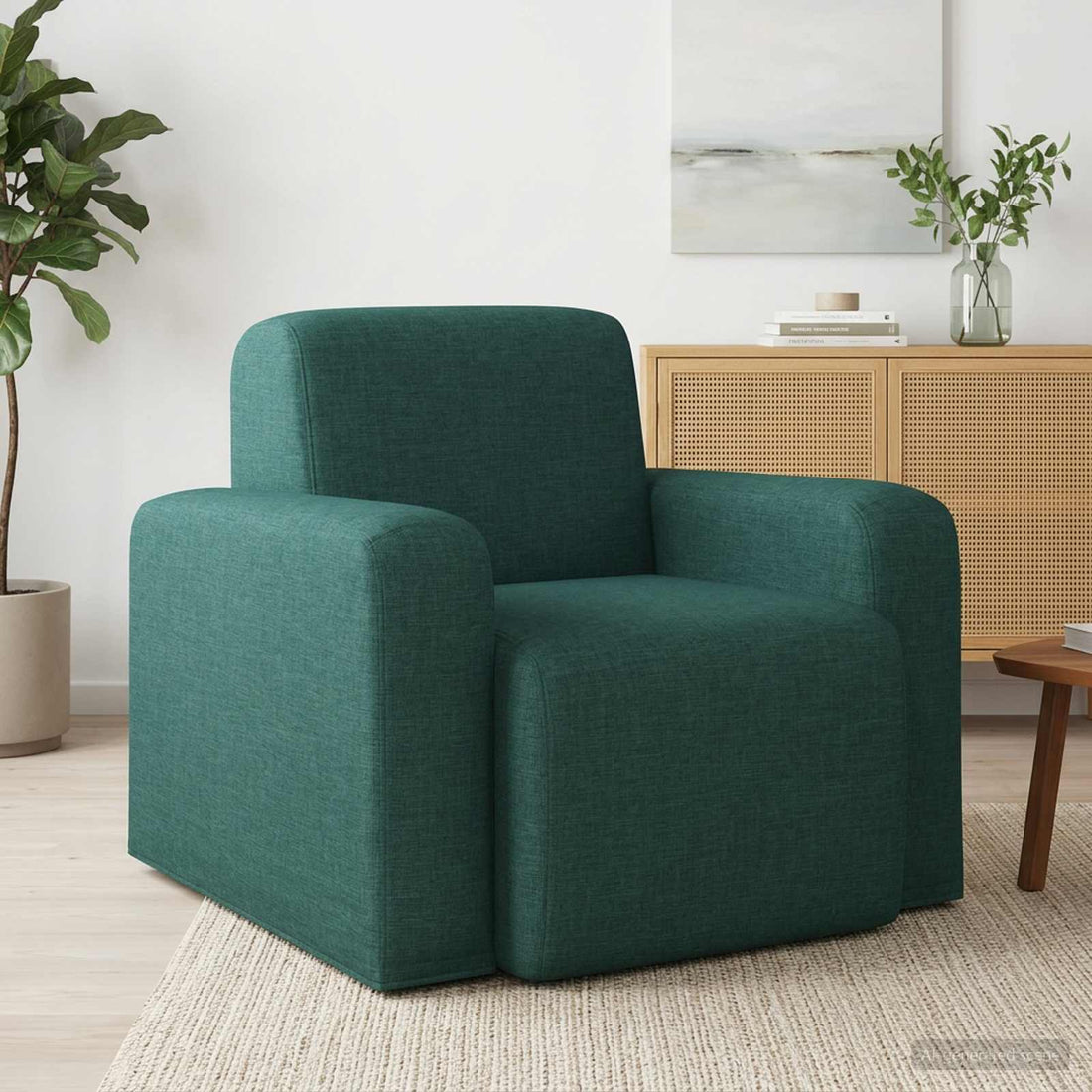 vidaXL Sillón Verde oscuro Tela