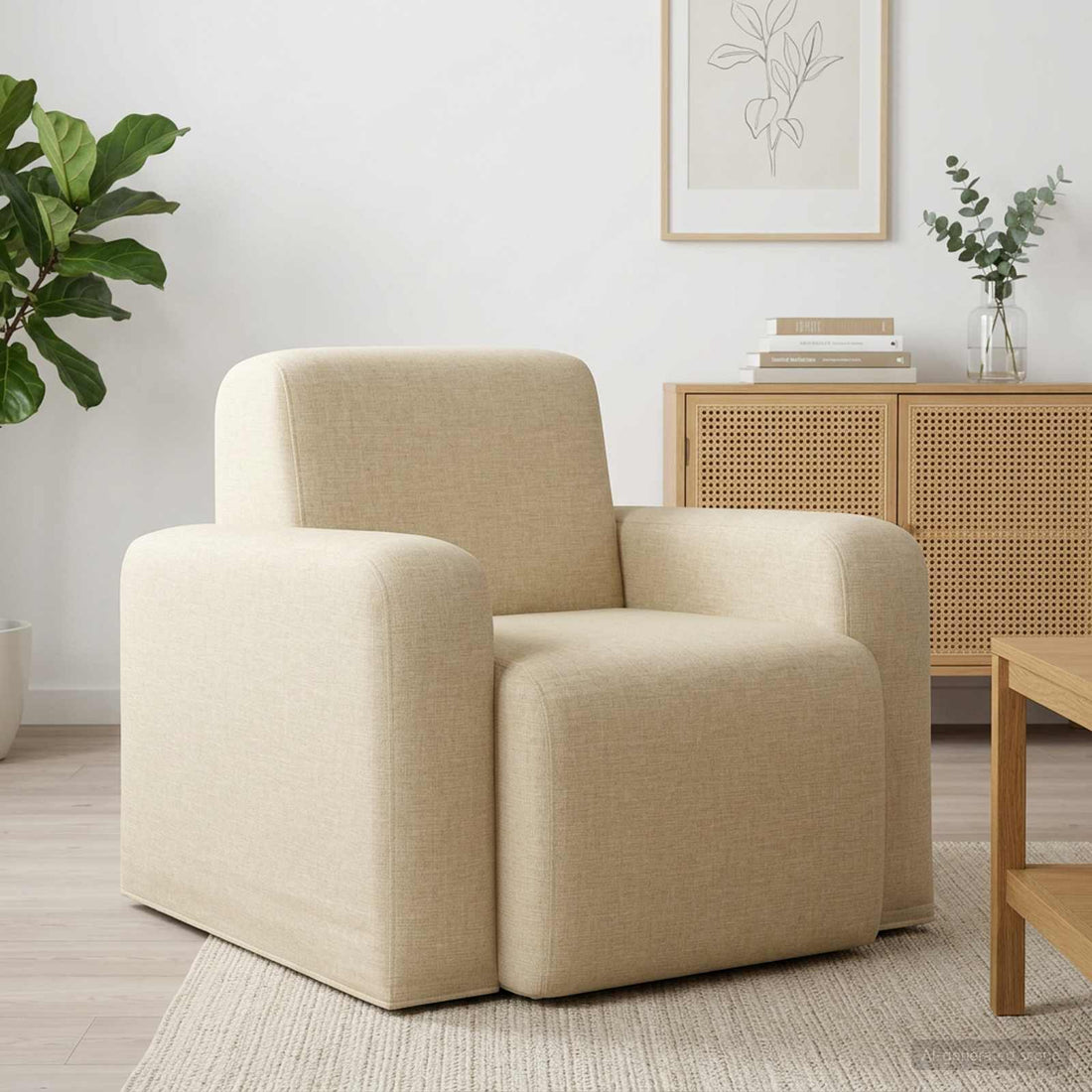 vidaXL Sillón Crema Tela