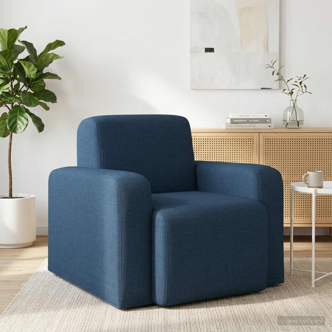 vidaXL Sillón Azul Tela